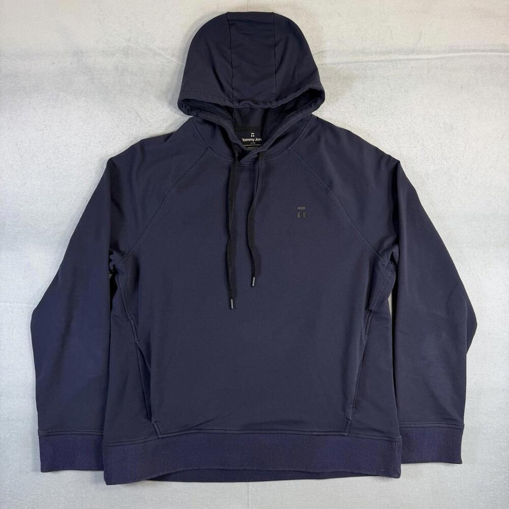 Tommy John Hoodie Mens Large Navy Go Anywhere Collection Pullover Pockets